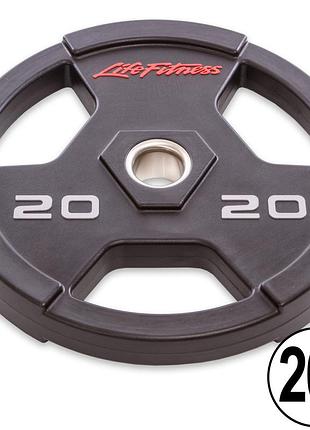 Диски для штанги полиуретановые life fitness gc-80154-20 51мм 20кг черный