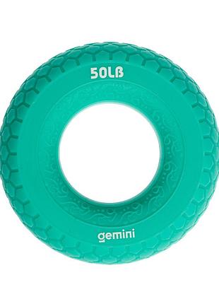 Эспандер кистевой кольцо силикон gemini gi-3991-50lb нагрузка 22,5 кг бирюзовый