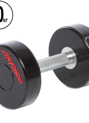 Гантель цельная профессиональная life fitness ga-80081-10 1шт 10кг