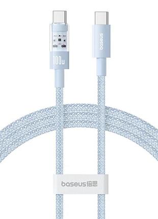 Дата кабель baseus gem fast charging type-c to type-c 100w (2m) (p10373000111-01) blue