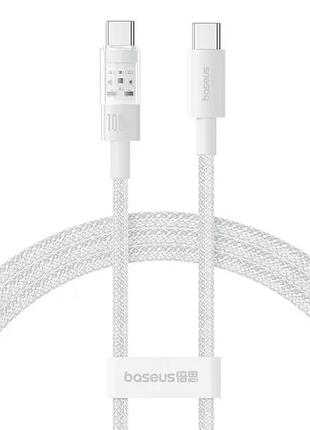 Дата кабель baseus gem fast charging type-c to type-c 100w (2m) (p10373000111-01) moon white