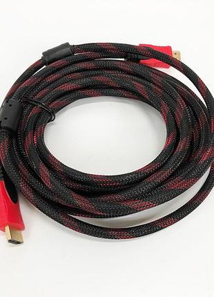 Кабель усиленный 5м переходник адаптер hdmi-hdmi папа-папа аудио видео шнур в обмотке qk-41