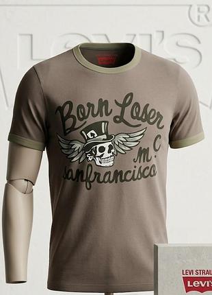 Винтажная мужская футболка levi's strauss &amp; co. в стиле ringer tee с оригинальным байкерским принтом. размер по бирке: xl
состав: 100% хлопок