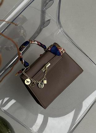 Сумка hermes kelly medium size с платком мокко есть