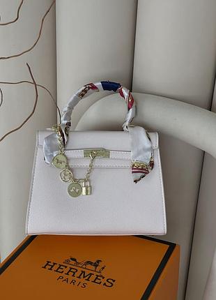 Сумка hermes kelly medium size с платком белый есть