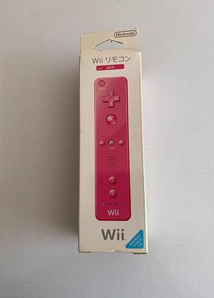 Nintendo wii remote controller (rvl-003), розовый + коробка + силиконовый прозрачный чехол + документы, б/у