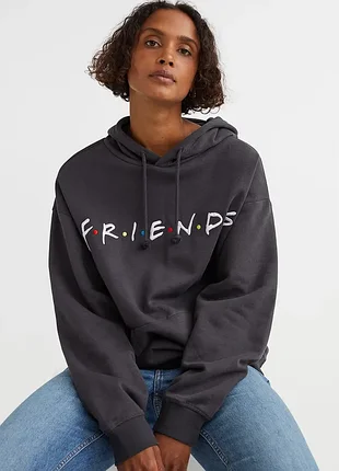 Оверсайз худи h&amp;m x friends (размер s) / графитовое худи
