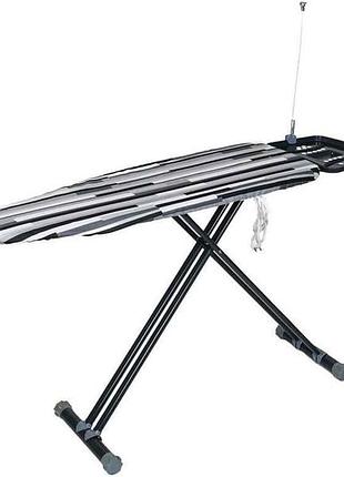 Дошка прасувальна glide-x 43*125см моноблок з розеткою та тримачем дроту праски смуги чорно-сірі тм eurohome
