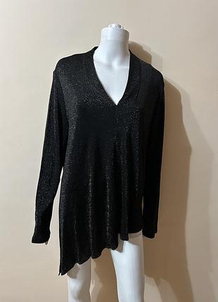 Черная блуза-туника escada с люрексом, асимметричный крой, р. 46