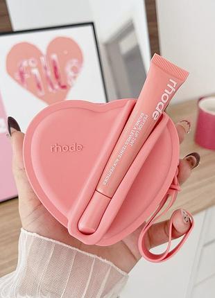 Силиконовая сумка + блеск помада для губ от хейли бибер rhode peptide lip tint peach pit
