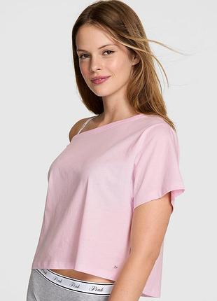Женская футболка victoria's secret (1256695841) slouchy cropped sleepshirt m розовая
