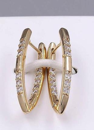 Сережки жіночі медзолото xuping jewelry 18k. 2,9 см.