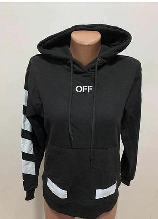 Стильна унісекс толстовка худи off white з фірмовим логотипом на спині