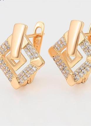 Сережки xuping 1873, медичне золото, 18к позолота