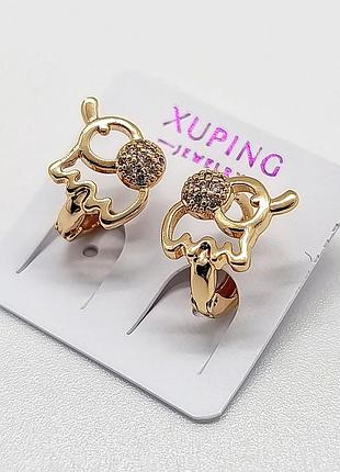 Сережки xuping 4128, 18к позолота