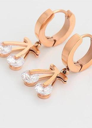 Сережки xuping 3013, рожеве мед. золото