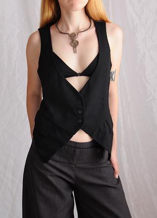 Жилет жіночий zara чорний xs s вільний класичний костюмний на ґудзиках  жилетка приталена