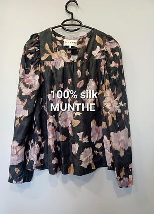 100% шелк, шелковая блуза в цветочный принт от munthe