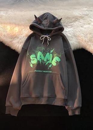 Худі oversize з ріжками утеплене графітове same s