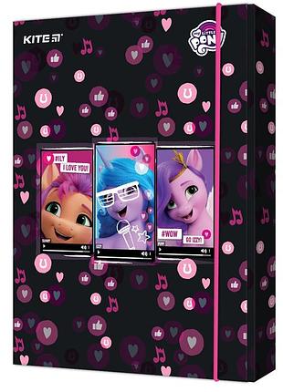 Папка для зошитів в5 kite my little pony на гумці, картонна папка для дівчинки, lp22-210