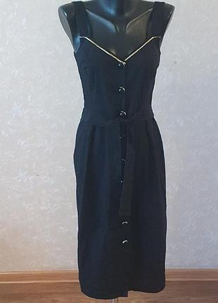 Стильное черное платье-футляр сарафан миди от украинского бренда one by one размер s