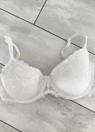Белый бюстгальтер лифчик с кружевом, размер 38dd