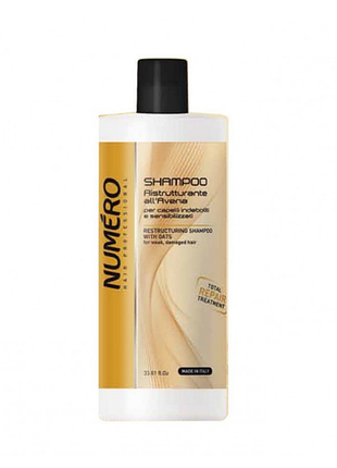 Шампунь для ослабленого та пошкодженого волосся brelil numero hair professional з екстрактами вівса 1000 мл.