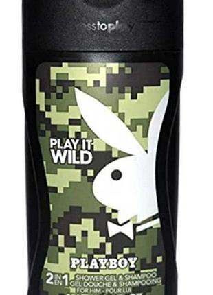 Гель для душу та шампунь чоловічий 2в1 playboy play it wild 250 мл.