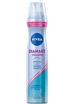 Лак для создания объема волос чрезвычайно сильной фиксации с блеском nivea diamant volumen 250 мл