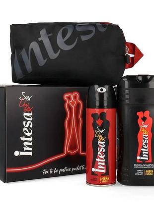 Подарунковий набір intesa sex unisex ambra d'arabia (гель для душу + дезодорант + косметичка)