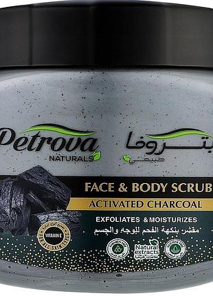 Скраб для лица и тела petrova naturals activated charcoal с активированным древесным углем, 500 мл