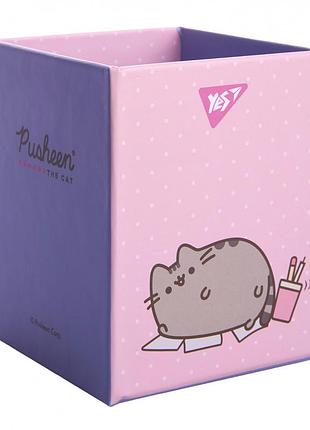 Стакан для ручок yes pusheen 708333 рожевий милa картонна підставка для олівців та фломастерів канцелярії пушин