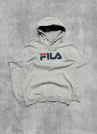 Худі fila оригінал сіре кофта з капюшоном філа чоловіча толстовка кенгуру світла