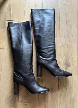 Чоботи massimo dutti - шкіра, темно-коричневі 41