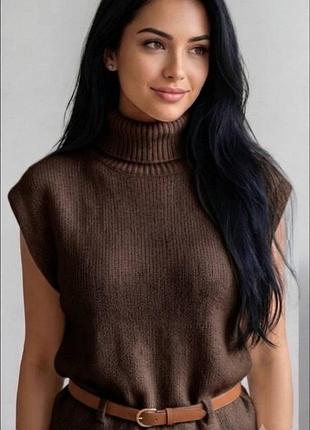 Женский повседневный теплый свитер американка 55% polyester 30% wool шоколад