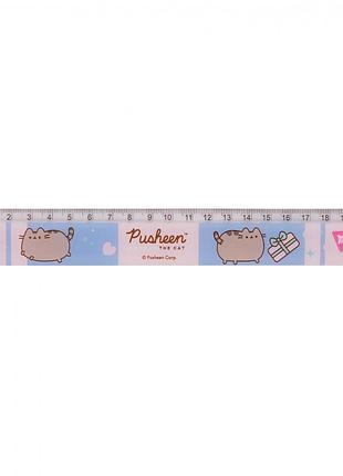 Детская линейка 20 см в школу pusheen кот пушин yes