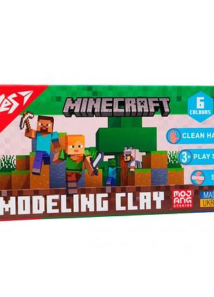 Пластилин yes minecraft 6 цветов 120 г (540650) — мягкий развивающий набор для детей.