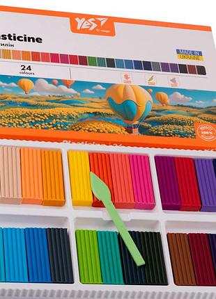 Пластилін yes orange line 24 кольорів 480г