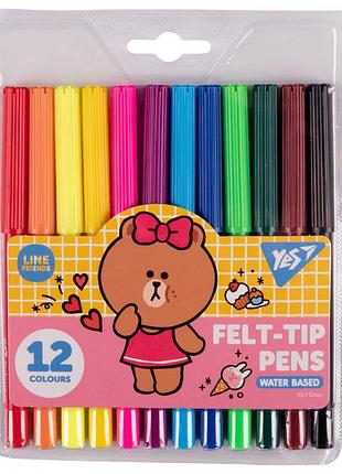 Фломастеры yes 12 цветов line friends