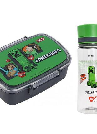 Набор для обеда в школу minecraft creeper yes ланчбокс 750мл криппер бутылка 400мл набор подарочный для мальчика
