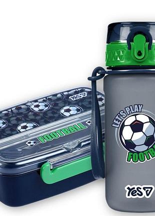 Детский ланч-бокс с вилкой и ложкой 750мл 708794т yes football бутылка с поилкой 500мл подарочный набор для школы садик