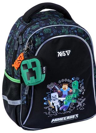 Рюкзак школьный ортопедический мягкий yes minecraft game s-115m 550304 для начальных и средних классов мальчика 130-145см в школу
