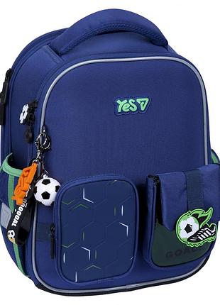 Рюкзак школьный каркасный ортопедический yes football fan h-100s 550219 синий для мальчика первоклассника в школу
