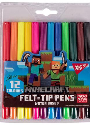 Фломастеры minecraft, (майнкрафт) для творчества, рисования, детские фломастеры minecraft в школу 12шт, 12 цветов yes