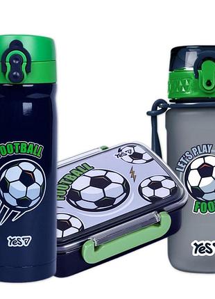 Ланч бокс з розділювачем yes football 708794н пляшка з поїлкою термос в школу садочок для хлопчиків.