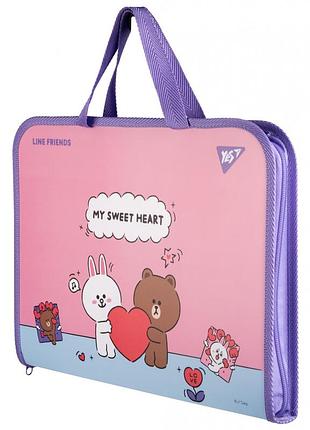 Папка с ручками на молнии yes line friends а4 492239 мишки папка для девочек в школу занятий кружков