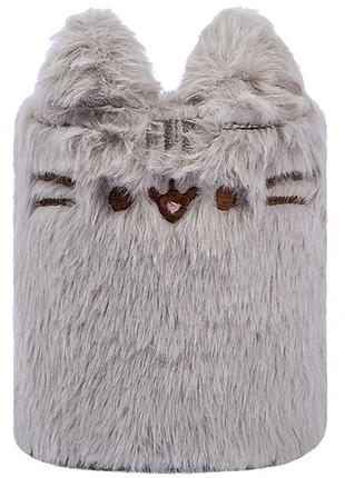 Стакан для ручок yes хутро pusheen 708758 сіра м'яка підставка для олівців та фломастерів шкільної канцелярії