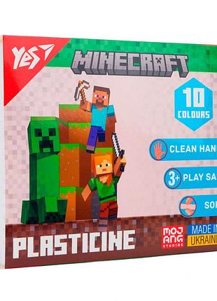 Пластилін yes minecraft 10 кольорів 200 г 540662 — м'який розвиваючий набір для дітей