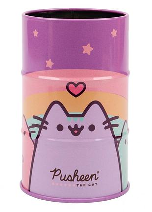 Стакан-підставка бочка yes pusheen метал 470505 фіолетова органайзер підставка для канцелярії ручок олівців