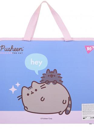 Папка-портфель с ручками на молнии yes pusheen а4 492317 пушин для девочки в школу занятий кружков